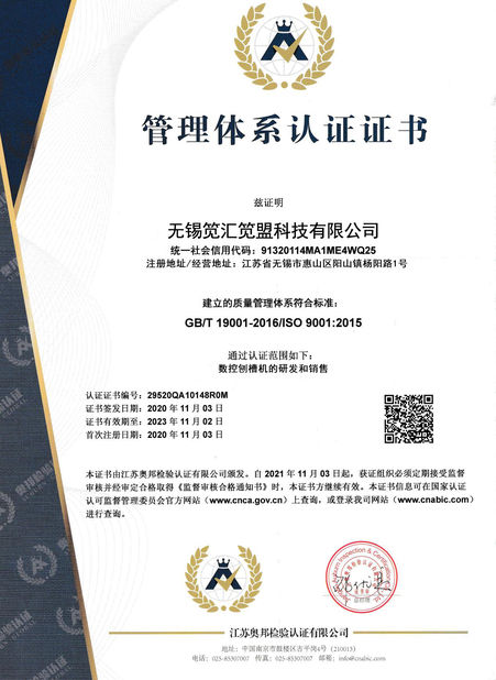 中国 Wuxi Jianhui Jianmeng Technology Co., Ltd. 認証